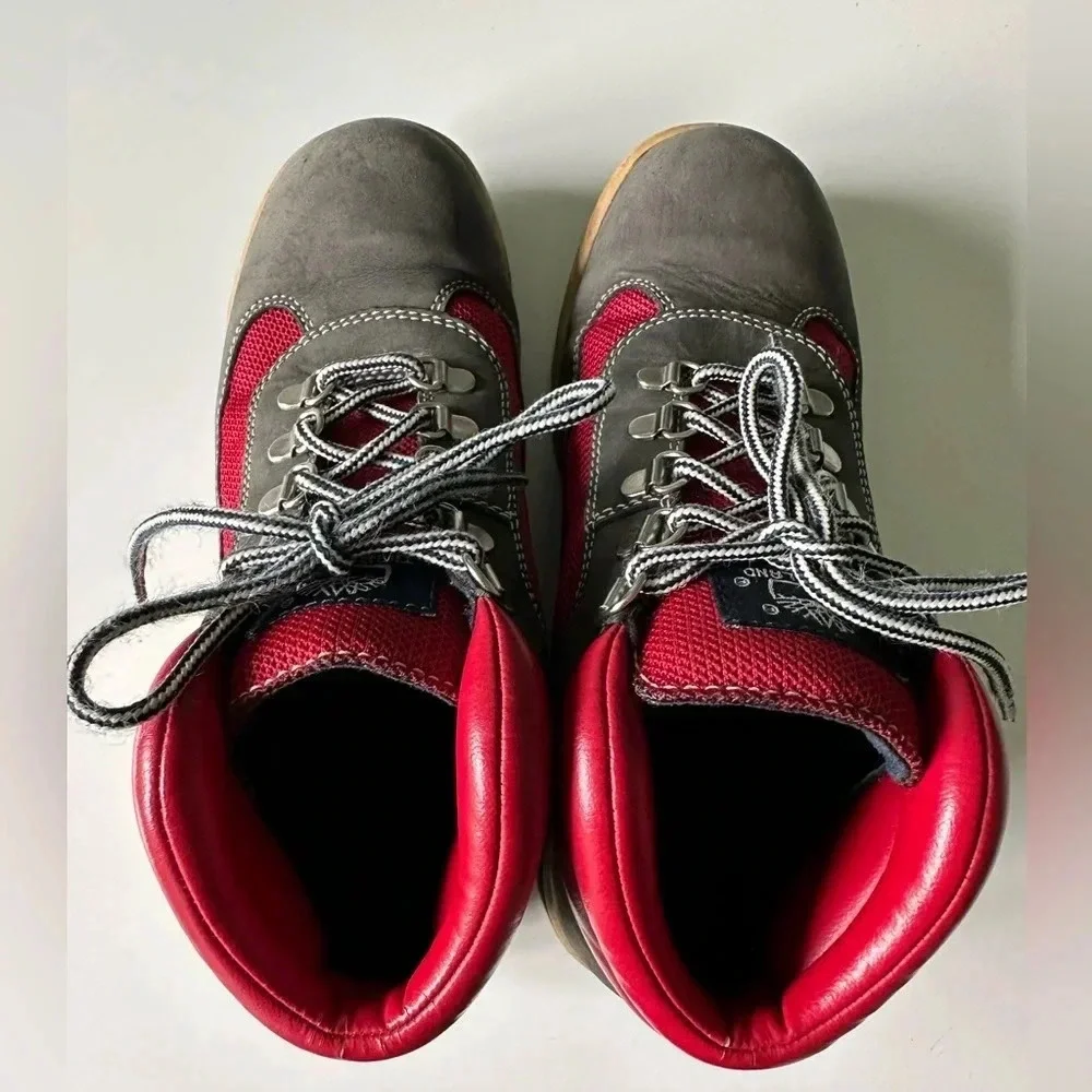 Timberland: Junior Field Boots. Grey and Red Colorway Size 5.5 Leather